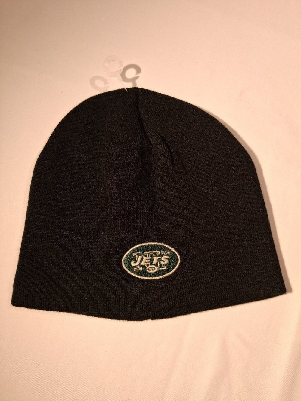 Reebok NFL New York Jets Winter Knit Beanie Hat Black Y2K Stitched Logo GUC